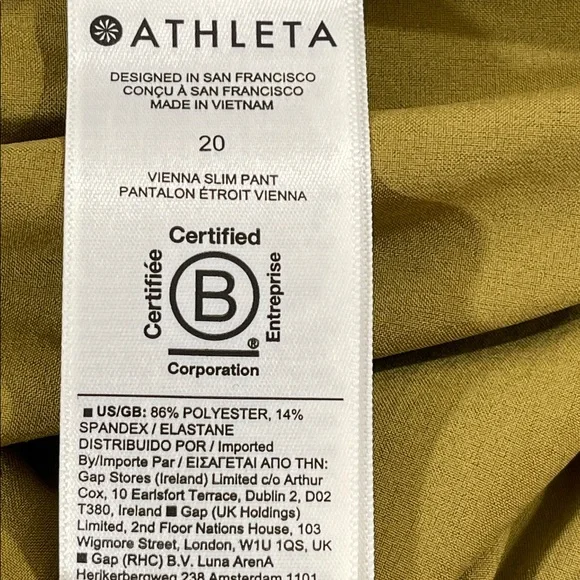 ATHLETA Vienna Slim Split Hem Lightweight Stretch Travel Pants Size 20 NEW - Picture 12 of 16